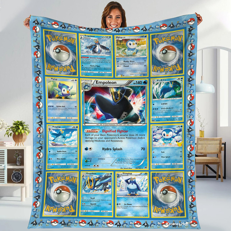 Empoleon Fleece Blanket Piplup Evolutions Trading Card Blanket Lover Anime Piplup Blanket Anime Lover Collection Card Blanket.jpg
