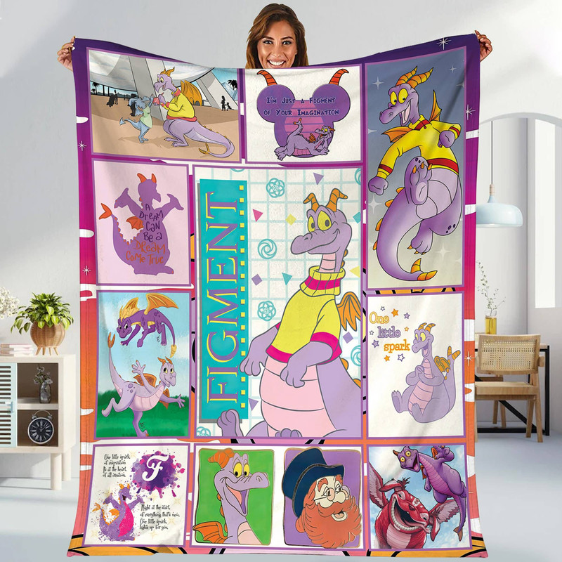 Figment One Little Spark Epcot Park Blanket Purple Dragon Blanket Epcot Figment Throw Blanket Bed Couch Sofa.jpg
