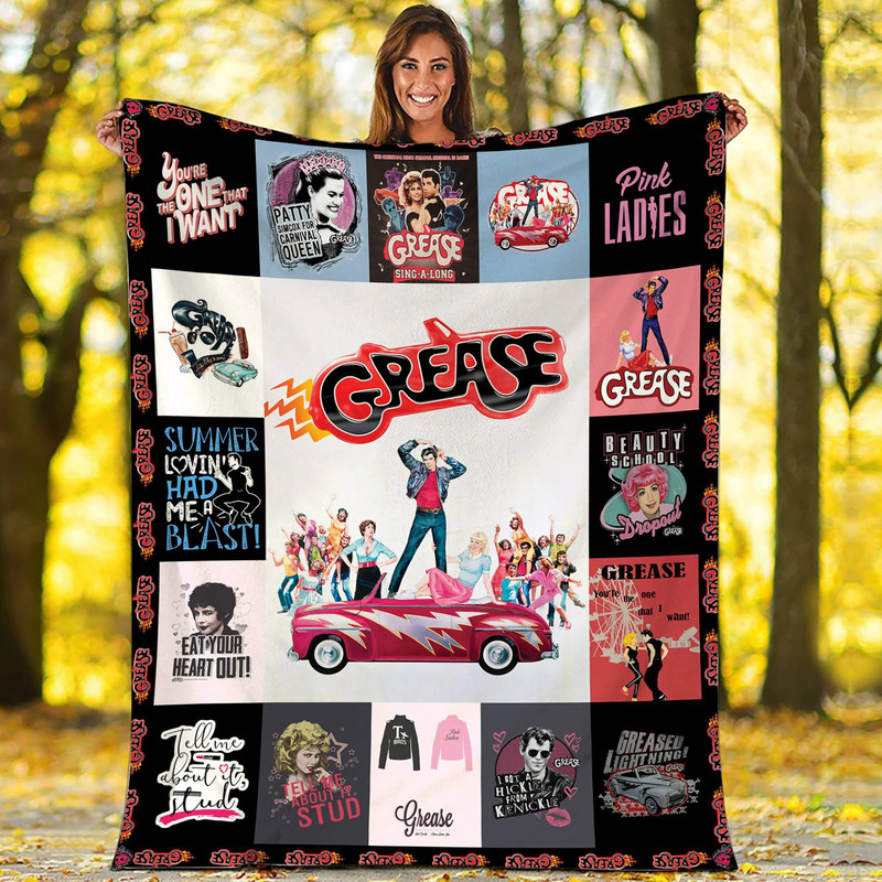 Grease Fleece Blanket  Danny Zuko Sandy Olsson Grease Fleece Blanket  Grease Movie Throw Blanket Couch Sofa.jpg