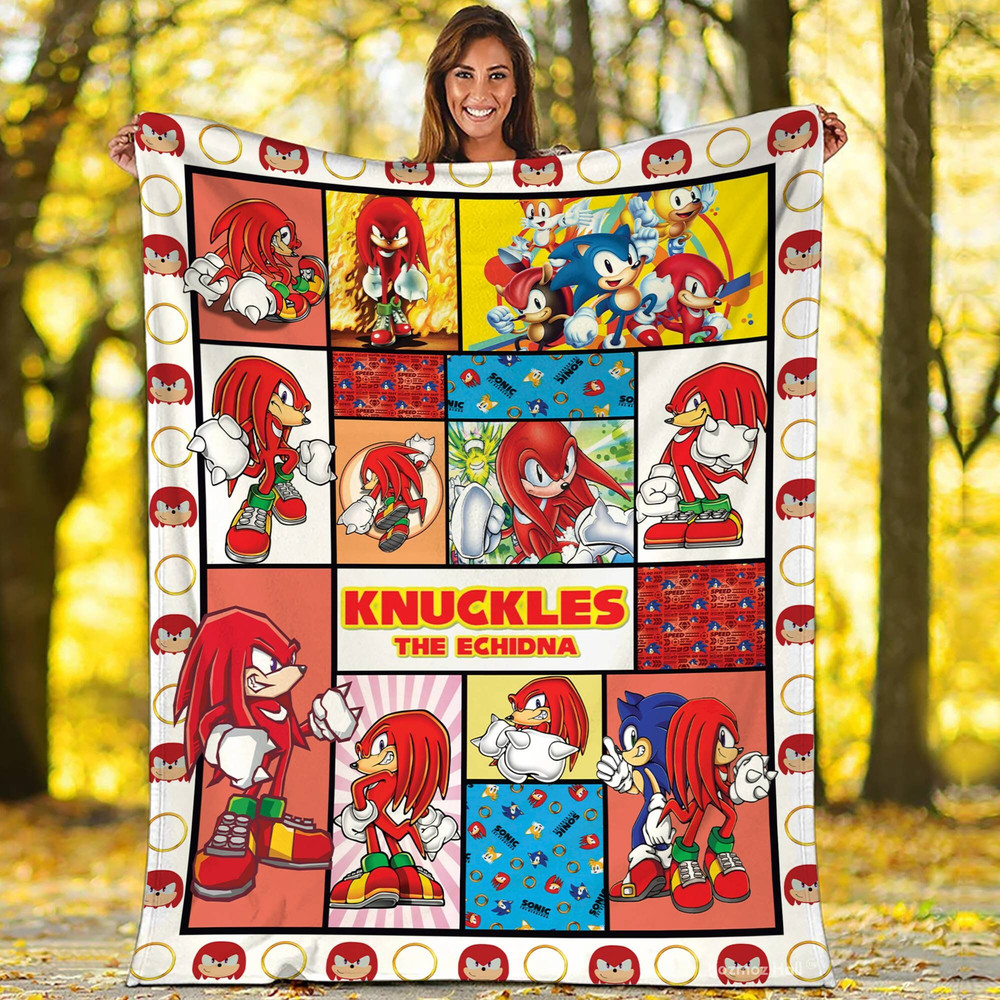 Knuckles the Echidna Fleece Blanket  Sonic the Hedgehog Fleece Blanket  Sonic Video Game Throw Blanket Couch Sofa.jpg
