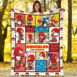 knuckles the echidna fleece blanket  sonic the hedgehog fleece blanket  sonic video game throw blanket couch sofa