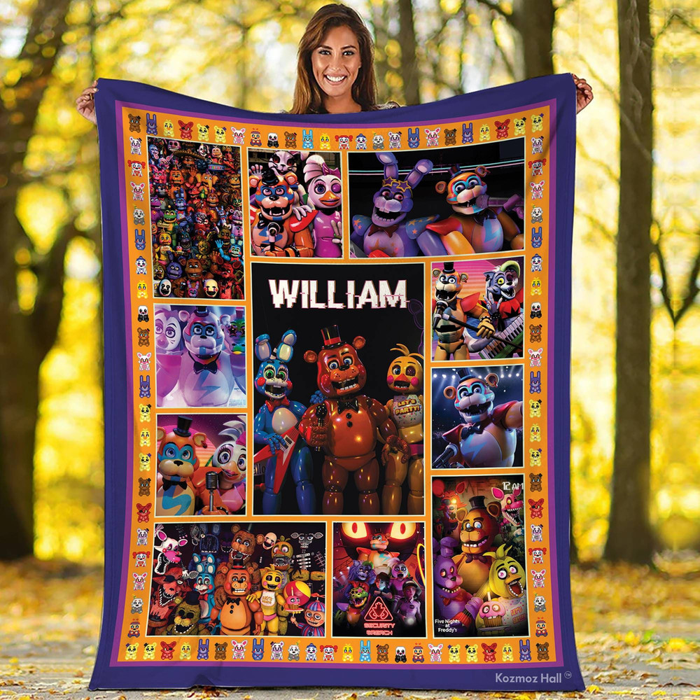 Personalized Five Nights at Freddy Blanket Freddy Fazbear Bonnie Chica Foxy Blanket Fnaf Fleece Blanket Throw Blanket for Bed Couch Sofa.jpg