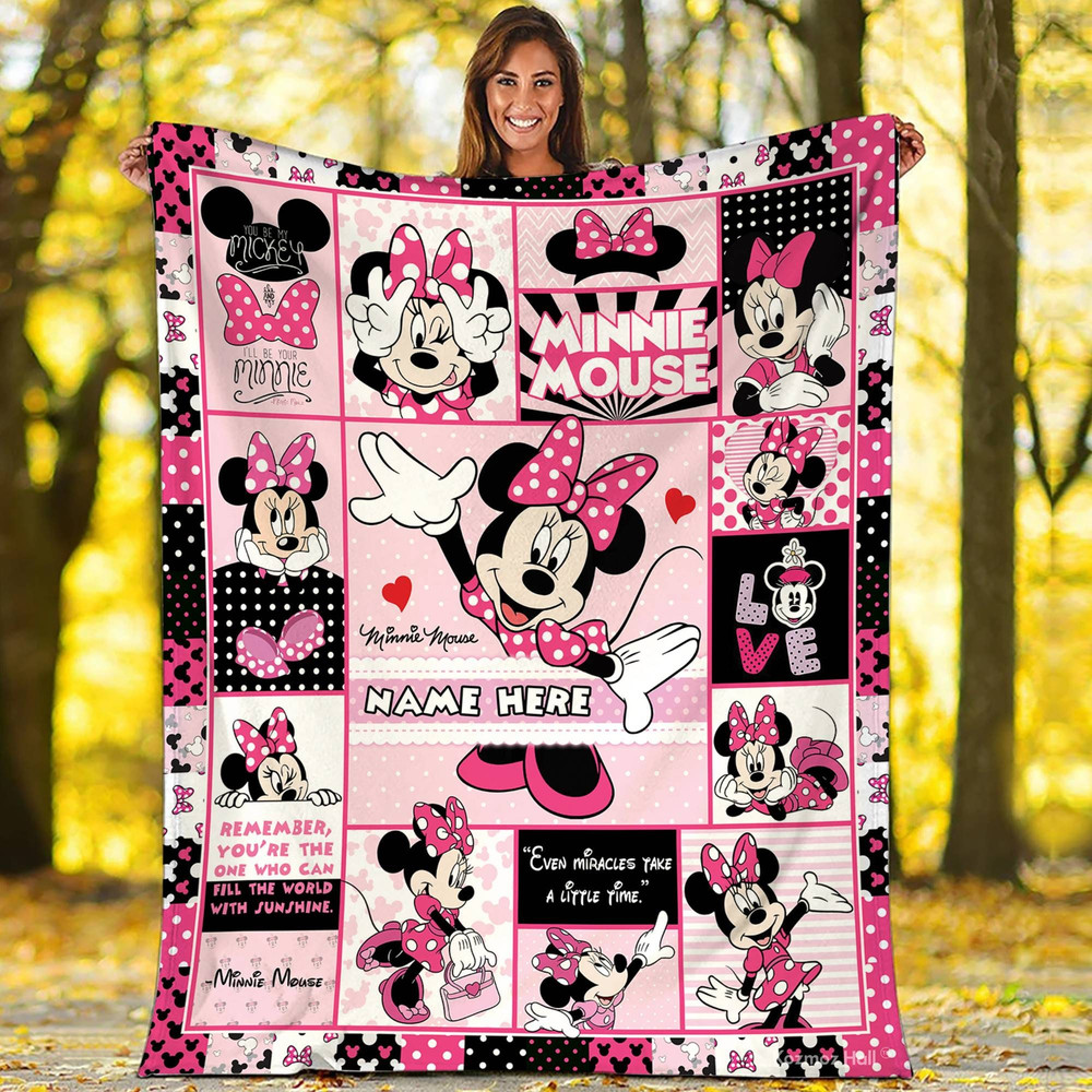 Personalized Minnie Mouse Blanket Minnie Mouse Fleece Blanket Miceky Minnie Mouse Magic Kingdom Birthday Gifts Blanket.jpg