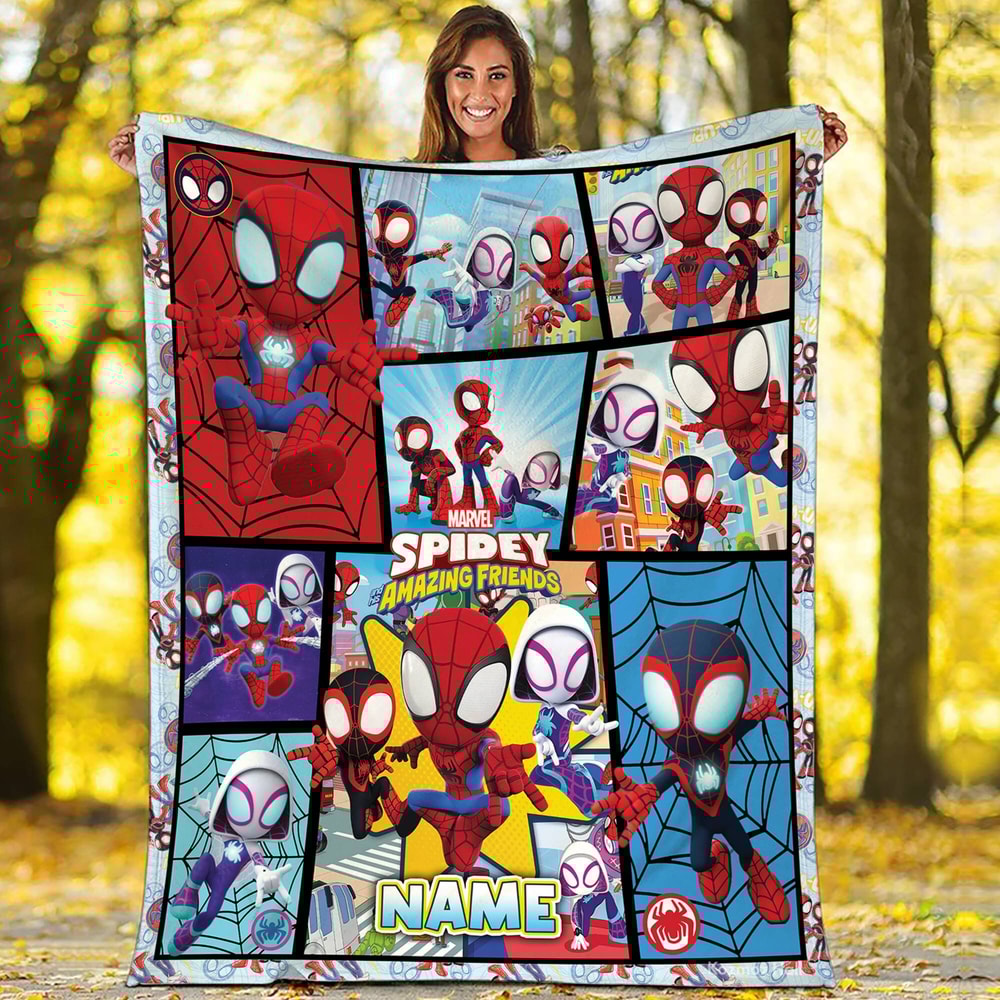 Personalized Spidey And Amazing Friends Fleece Blanket Spider Man Blanket Spiderman Ghost Spider Throw Blanket for Bed Couch Sofa.jpg