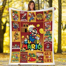 super mario fleece blanket mario blanket mario and luigi blanket gamer gaming blanket birthday gift