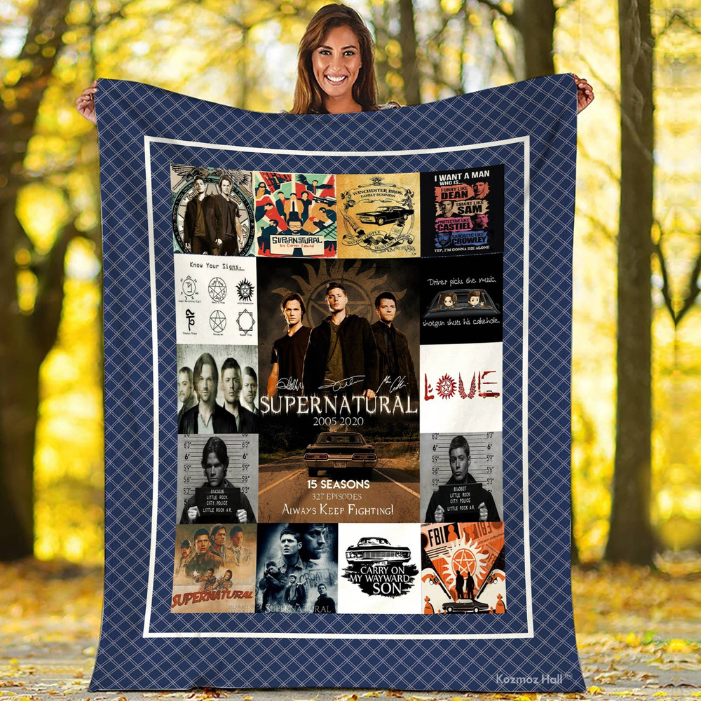 Supernatural Fleece Blanket  Sam Winchester Dean Winchester Fleece Blanket  Saving people, hunting things Throw Blanket Couch Sofa 1.jpg