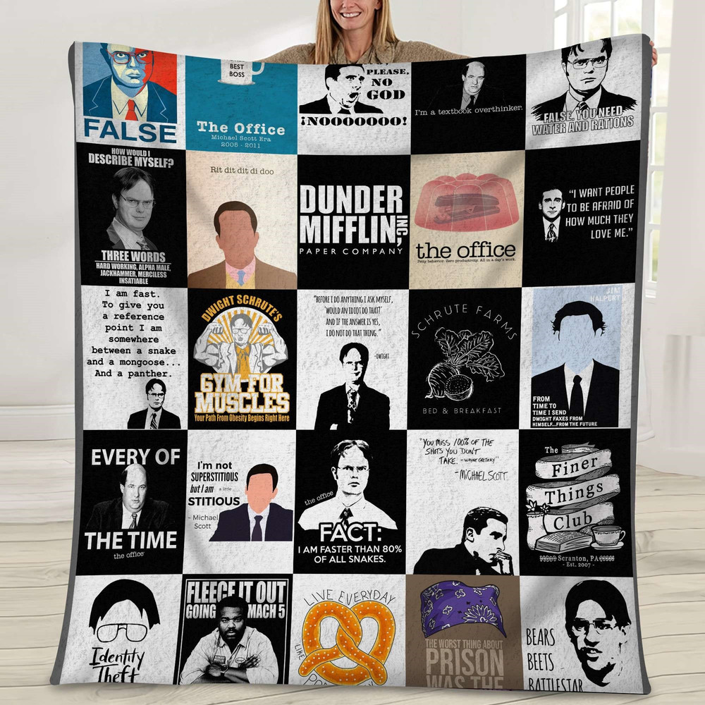 The Office Tv Show Fleece Blanket  Dwight Schrute Michael Scott Blanket  Dunder Mifflin Office Movie Blanket for Bed Couch Sofa.jpg