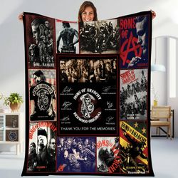 The Sons Of Anarchy Fleece Blanket  Jax Teller Opie Winston Blanket  Sons Of Anarchy Movie Blanket for Bed Couch Sofa