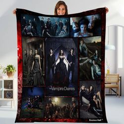 the vampire diaries fleece blanket damon salvatore stefan salvatore blanket vampire horror movie blanket for bed couch