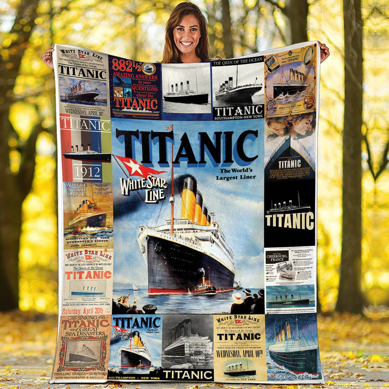 Titanic Movie Fleece Blanket  Titanic White Star Line Fleece Blanket  Titanic Jack And Rose Throw Blanket Couch Sofa.jpg