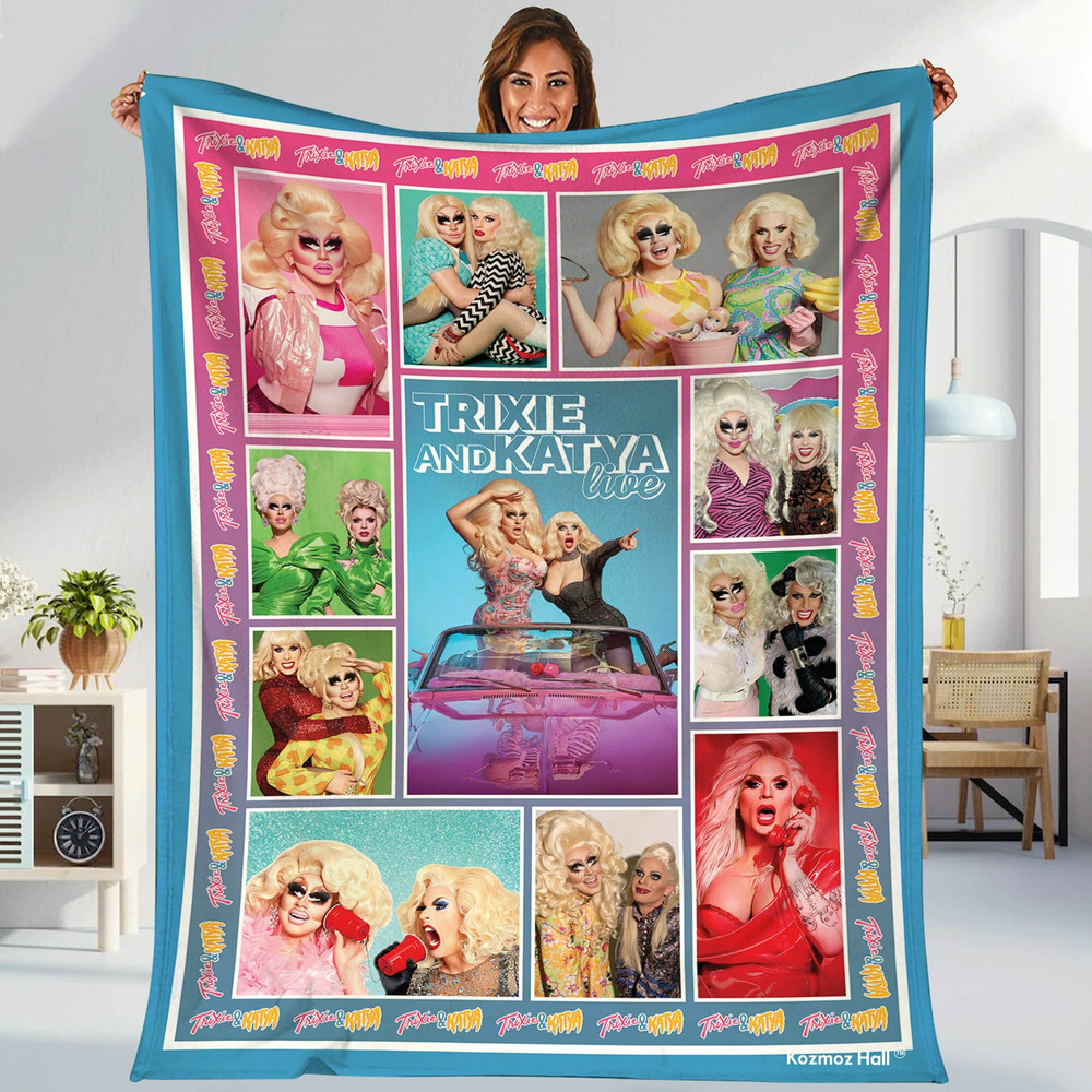 Trixie & Katya Fleece Blanket  Trixie Katya Blanket  Trixie Mattel Drag Race Fleece Blanket Throw Blanket for Bed Couch Sofa.jpg
