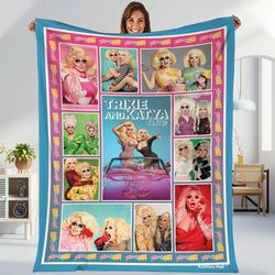 trixie & katya fleece blanket  trixie katya blanket  trixie mattel drag race fleece blanket throw blanket for bed couch