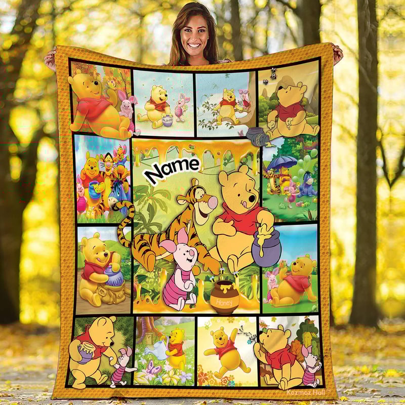 Winnie The Pooh Fleece Blanket Winnie The Pooh Blanket Pooh Birthday Gifts Pooh Bear Christmas Gift Blanket.jpg