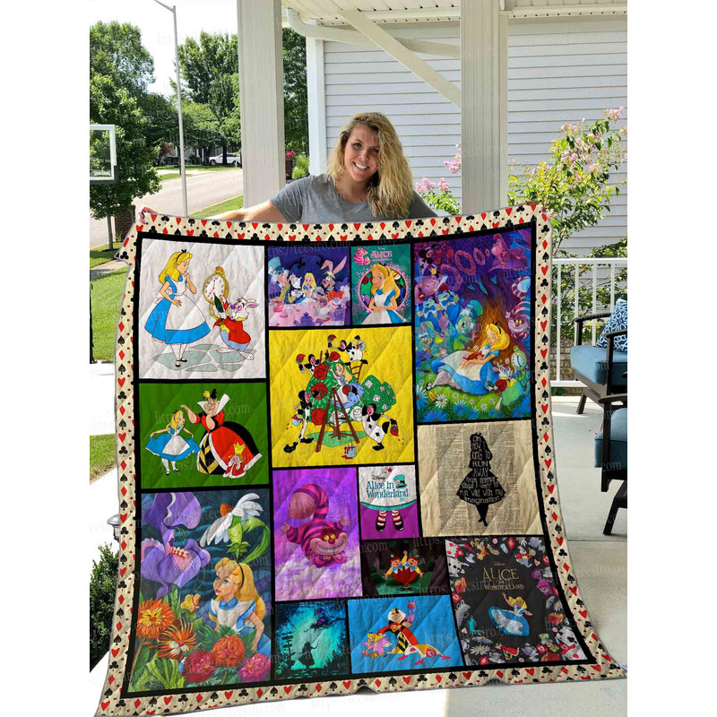 Alice In Wonderland Fleece Blanket, Alice Cheshire Cat Blanket, Alice In Wonderland Characters Blanket, Christmas Gift, Birthday Gift.jpg