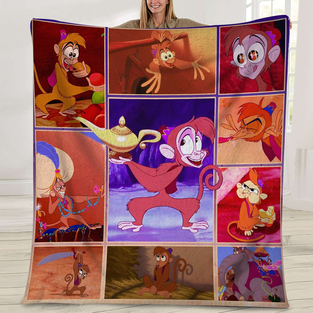 Aladdin Fleece Blanket Aladdin Characters Blanket Aladdin Jasmine Genie Throw Blanket for Bed Couch Sofa 2.jpg