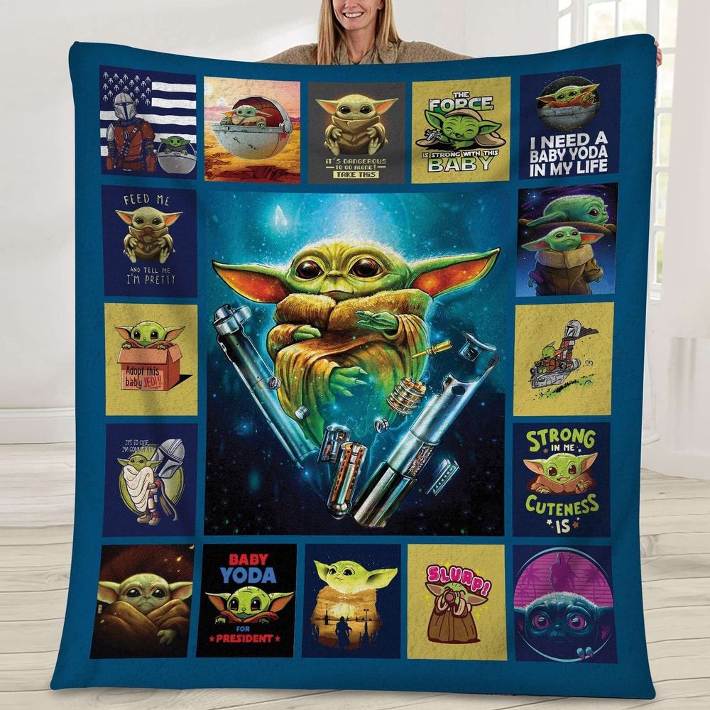 Baby Yoda Blanket, Baby Yoda Fleece Blanket, Cute Yoda Blanket, The Mandalorian, Star Wars Blanket, Star Wars Decor Home, Baby Yoda Gift.jpg