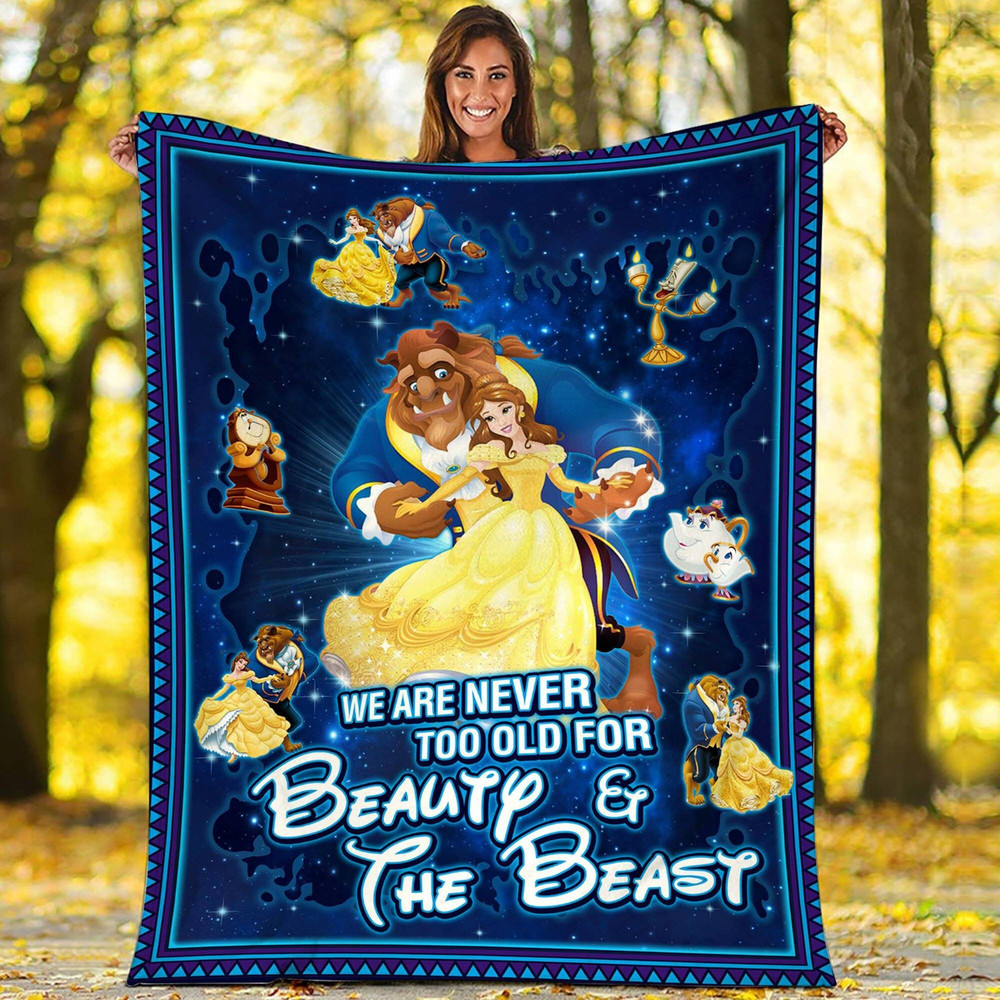 Beauty & The Beast Fleece Blanket , We Are Never Too Old Bedding Decor Gift for Kids Mom Dad, Throw Blanket for Couch Sofa.jpg