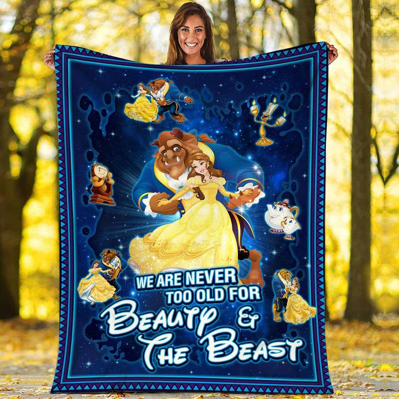 Beauty & The Beast Fleece Blanket , We Are Never Too Old Bedding Decor Gift for Kids Mom Dad, Throw Blanket for Couch Sofa.jpg