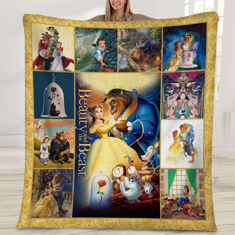 Beauty And The Beast Fleece Blanket, Belle Princess And The Beast Blanket, Christmas Gifts, Birthday Gifts 1.jpg