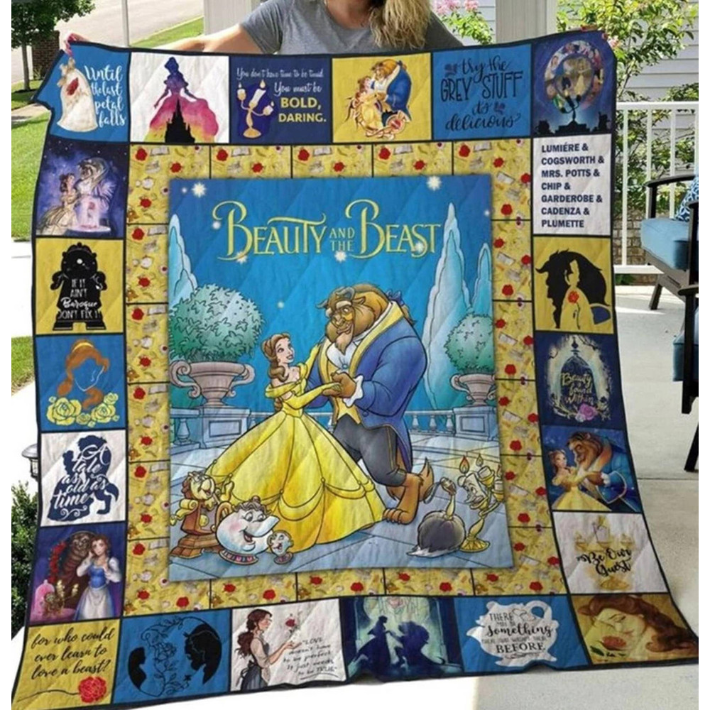 Beauty And The Beast Fleece Blanket, Belle Princess Blanket Disneyland Magic Kingdom Fleece Blanket Birthday Gift.jpg