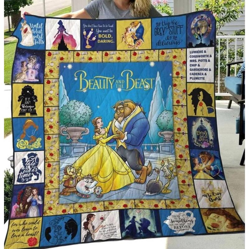 Beauty And The Beast Fleece Blanket, Belle Princess Blanket Disneyland Magic Kingdom Fleece Blanket Birthday Gift.jpg