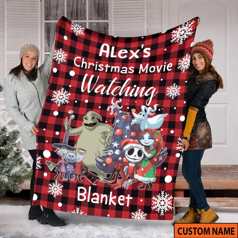 Christmas Jack Skellington Blanket, Custom Nightmare Before Christmas Blanket, Jack and Sally Oogie Boogie Banket, Christmas Gift Xmas.jpg