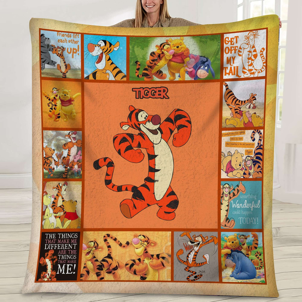Christmas Tigger Fleece Blanket, Winnie The Pooh Fleece Blanket, Tigger Movie Fleece Blanket, Cartoon Movie Blanket, Bedroom Decor Gift.jpg