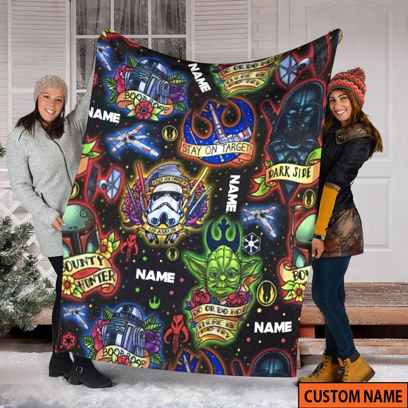 Custom Name Halloween Blanket, Star War Halloween Blanket, Disneyland Fleece Mink Blanket, Galay's Ege Halloween Blanket, Baby Yoda Blanket.jpg