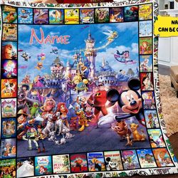 customized name fleece blanket, personalized disneyworld kids gift, movie watching blanket, baby adult gift, christmas g