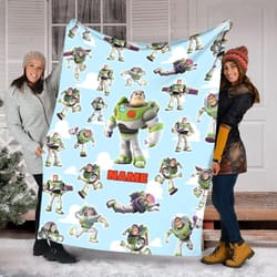 disneyland buzz lightyear toy story blanket, custom name toy story blanket, woody, jessie, rex, slinky, christmas fleece