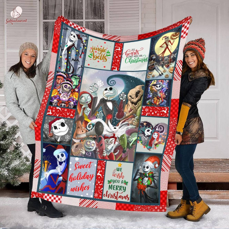 Disneyland Jack Skellington And Sally Fleece Blanket, Nightmare Before Christmas, Oogie Boogie Throw,Christmas Gift Family Xmas Blanket.jpg