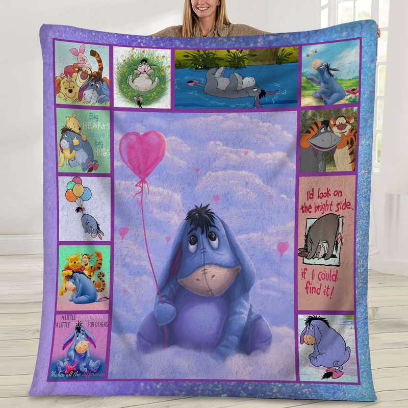 Eeyore Blanket, Eeyore Fleece Blanket, Eeyore Gifts, Winnie The Pooh Soft Blanket, Housewarming Gift, Throw Blankets, Cute Pooh Blanket.jpg