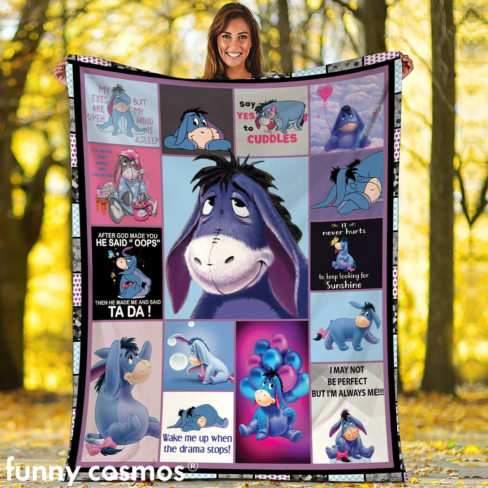 Eeyore Fleece Blanket, Eeyore Quotes Throw Blanket For Couch Sofa, Pooh and Friends Blanket, Christmas Gift.jpg