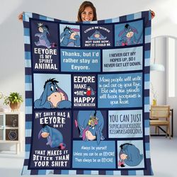 eeyore winnie the pooh fleece blanket, cute eeyore blanket, disneyland eeyore, eeyore decor home, pooh bear quilt, eeyor