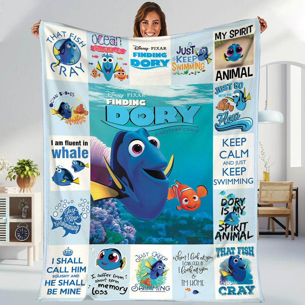 Finding Dory Fleece Blanket, Finding Dory Blanket, Nemo Dory Blanket, Birthday Gifts For Kids, Christmas Gifts.jpg