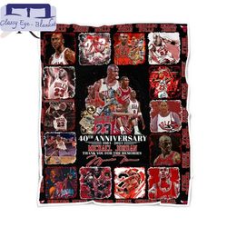 40th anniverasry 1984 - 2024 michael jordan thank you for the memories fleece blanket