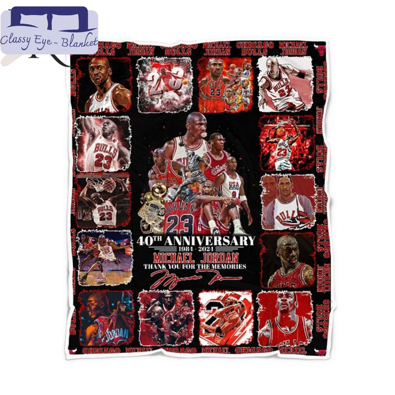 40th Anniverasry 1984 - 2024 Michael Jordan Thank You For The Memories Fleece Blanket - Torunstyle.jpg