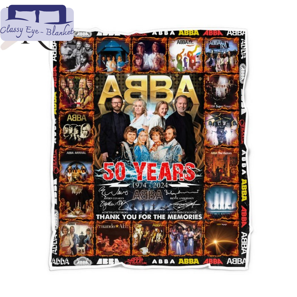 ABBA 50 Years 1974 - 2024 Thank You For The Memories Fleece Blanket - Torunstyle.jpg