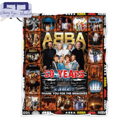 abba 50 years 1974 - 2024 thank you for the memories fleece blanket