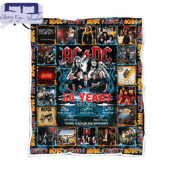 ac dc 50 years 1973 - 2023 signature thank you for the memories fleece blanket