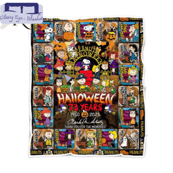 snoopy peanuts halloween 73 years 1950 - 2023 thank you for the memories fleece blanket