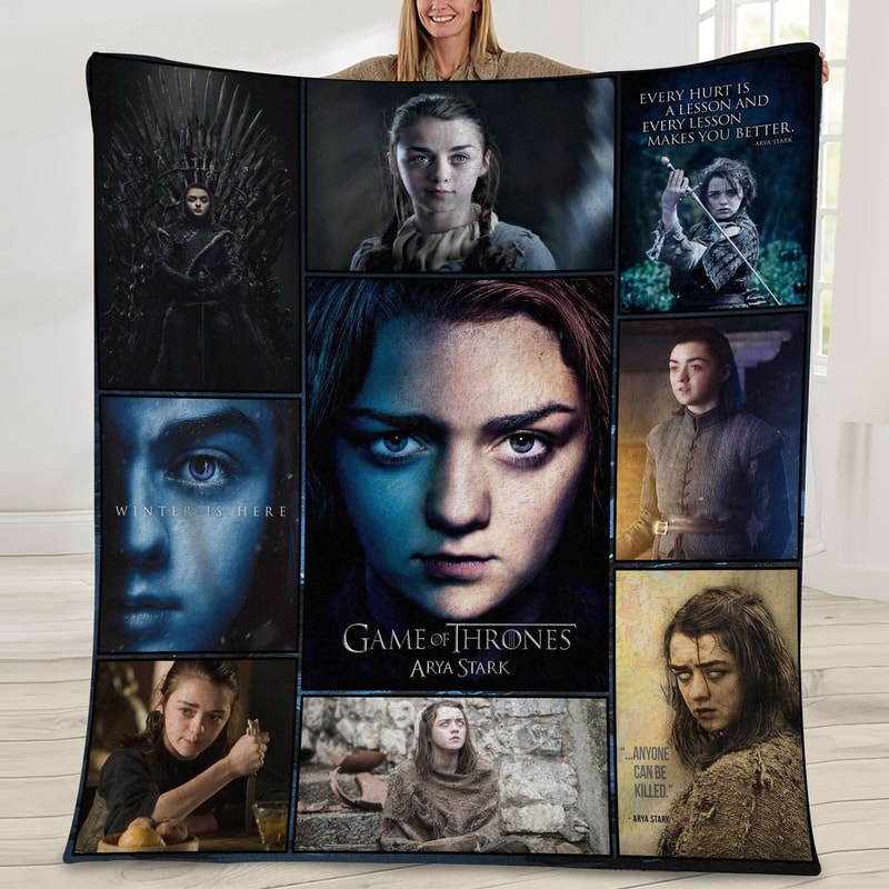 Arya Stark GOT Blanket House Stark of Winterfell Blanket Faceless Men of Braavos Jaqen Throw Blanket for Bed Couch Sofa.jpg