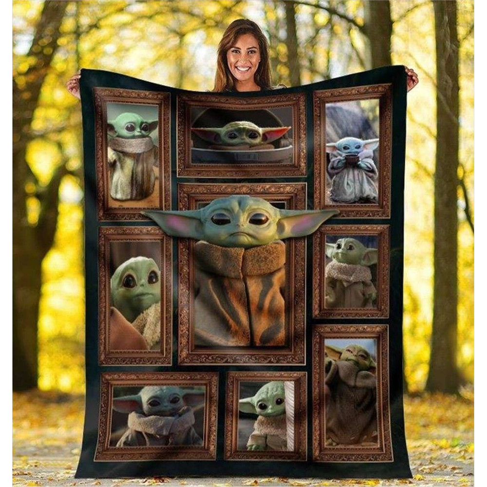Baby Yoda Fleece Blanket, Cute Baby Yoda Blanket, Grogu Blanket, Star Wars Blanket, The Mandalorian, Star Wars Decor, Mother Day Gift.jpg