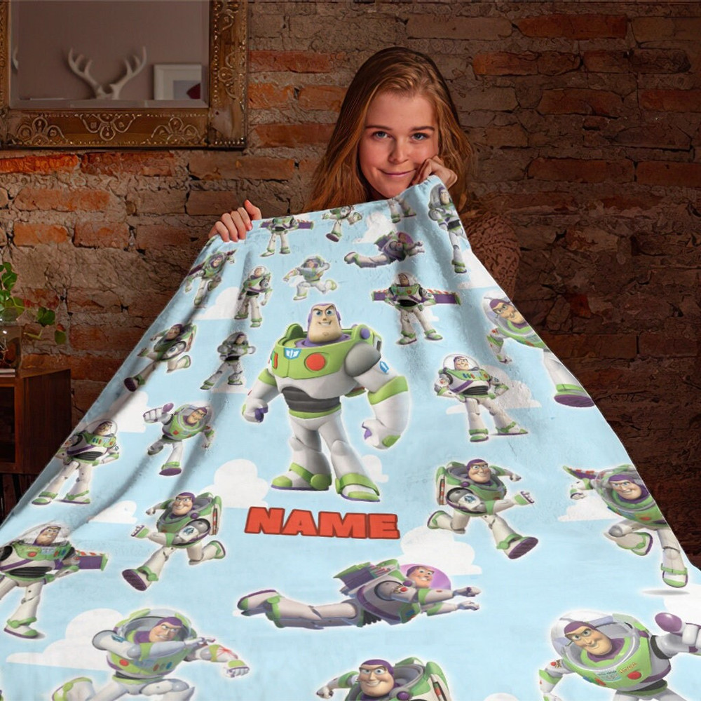 Disneyland Buzz Lightyear Toy Story Blanket, Custom Name Toy Story Blanket, Woody, Jessie, Rex, Slinky, Christmas Fleece Blanket.jpg
