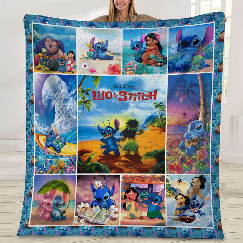 Disneyland Lilo and Stitc Blanket, Cute Stitch Quilt Blanket, Stitch Bedding Blanket, Stitch Blanket, Christmas Quilt Blanket, Blanket Gift 1.jpg