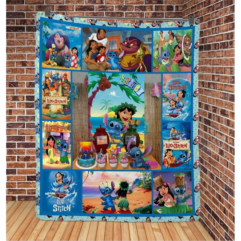 Disneyland Lilo and Stitc Blanket, Cute Stitch Quilt Blanket, Stitch Bedding Blanket, Stitch Blanket, Christmas Quilt Blanket, Blanket Gift.jpg