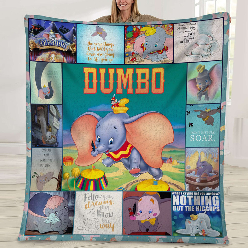 Dumbo Fleece Blanket, Dumbo Flying Elephant Throw Blanket For Couch Sofa, Blanket Gift , Christmas Gift.jpg