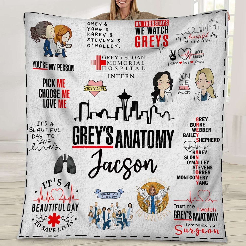 Grey's Anatomy Blanket Grey's Anatomy Fleece Blanket It's A Beautiful Day to Save Lives Blanket Meredith Grey Blanket Vintage Blanket.jpg