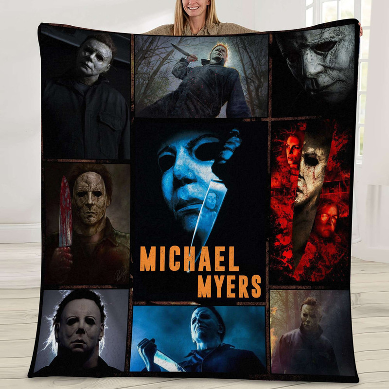 Halloween Michael Myers Quilt, Michael Myers Horror Quilt, Scary Movie Quilt, Halloween Michael Quilt, King Size Quilt, Horror Movie Quilt.jpg