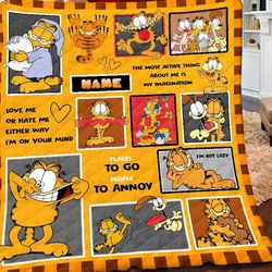 personalized garfield blanket, garfield cat fleece blanket, garfield couch sofa blanket, garfield birthday gifts, christ